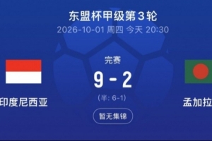因进球数劣势出局！马来西亚足协要求FIFA解释印尼对决补时时间